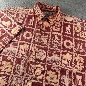 Ke Nui Hawaiian Shirt Mens XXL USC Trojans Aloha Vintage Reverse Weave NCAA